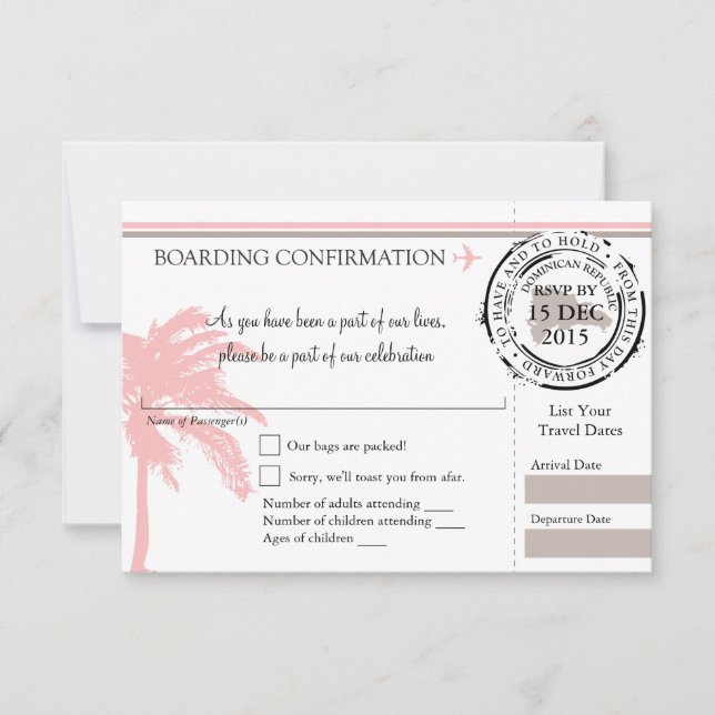 RSVP Tarjeta de embarque a República Dominicana |  (Anverso)
