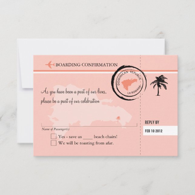 RSVP Tarjeta de embarque a República Dominicana (Anverso)