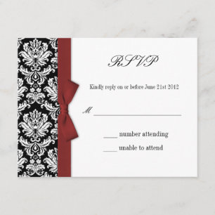 RSVP - Tarjeta de respuesta Boda Damask Burgundy B