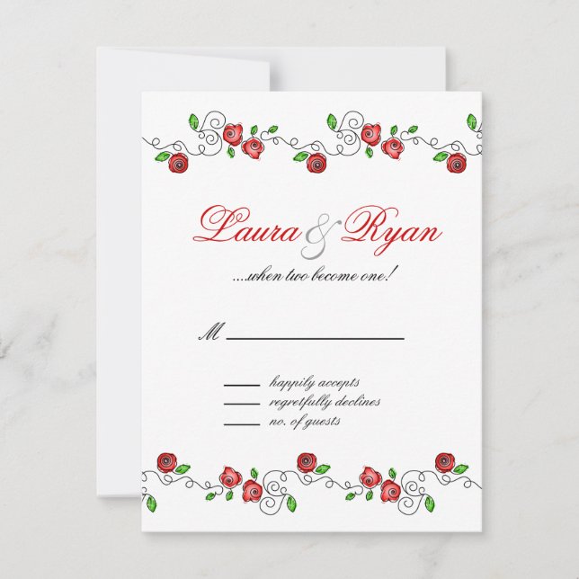 RSVP Tarjeta de respuesta Boda París Francia Roses (Anverso)