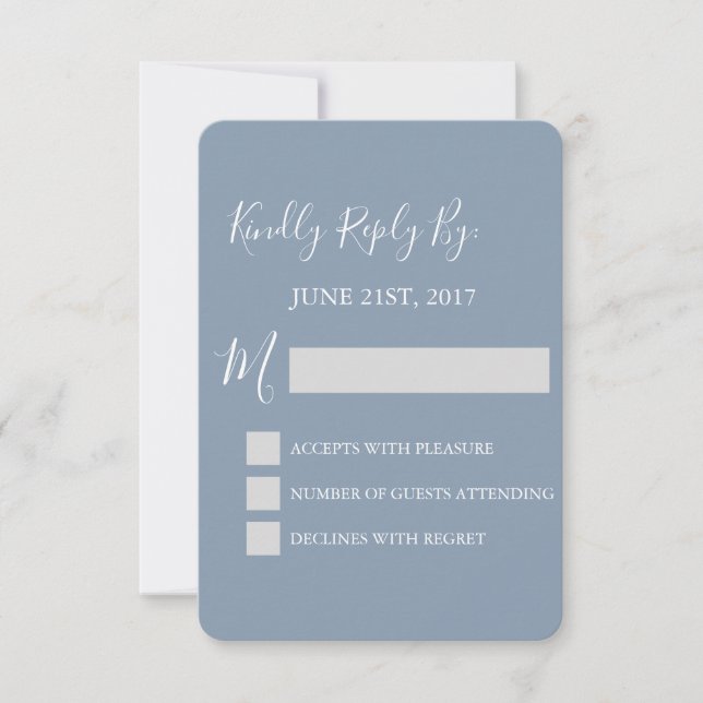 RSVP - Tarjeta de respuesta de Boda azul turbulent (Anverso)
