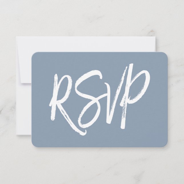 RSVP - Tarjeta de respuesta de Boda azul turbulent (Anverso)