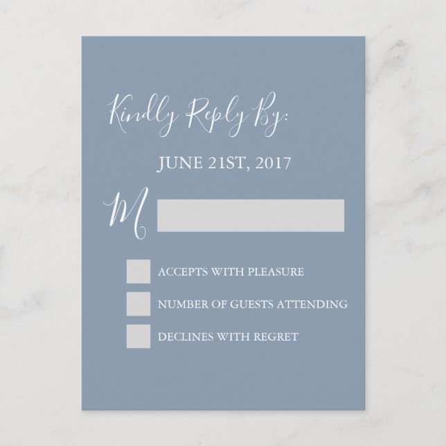 RSVP - Tarjeta de respuesta de Boda azul turbulent (Anverso)