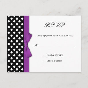 RSVP - Tarjeta de respuesta de Boda Polka Dot Purp