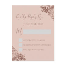 RSVP - Tarjeta de respuesta de Boda rosa Rubor Ros