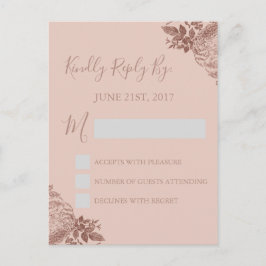 RSVP - Tarjeta de respuesta de Boda rosa Rubor Ros