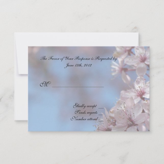 RSVP, tarjeta de respuesta, flores de cerezo de pr (Anverso)