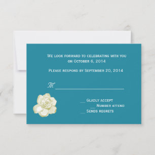 RSVP, tarjeta de respuesta, gardenia y lunares