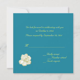RSVP, tarjeta de respuesta, gardenia y lunares