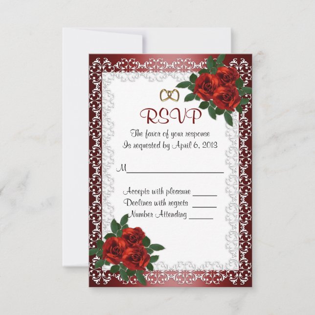 RSVP tarjeta de respuesta rojas (Anverso)