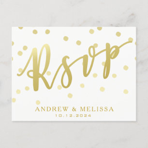 RSVP Tarjeta postal de oro blanca y falsa