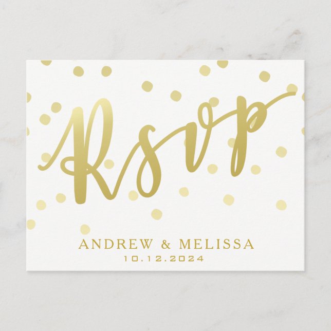 RSVP | Tarjeta postal de oro blanca y falsa (Anverso)