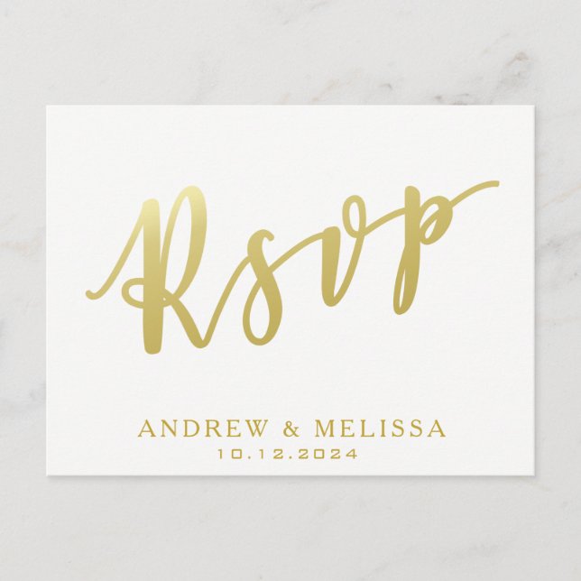 RSVP | Tarjeta postal de oro blanca y falsa (Anverso)