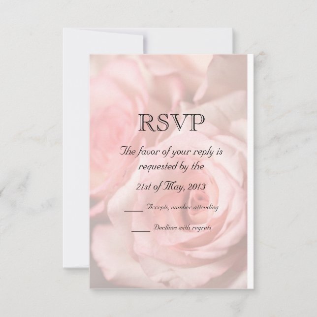 RSVP Tarjeta Roses rosados (Anverso)