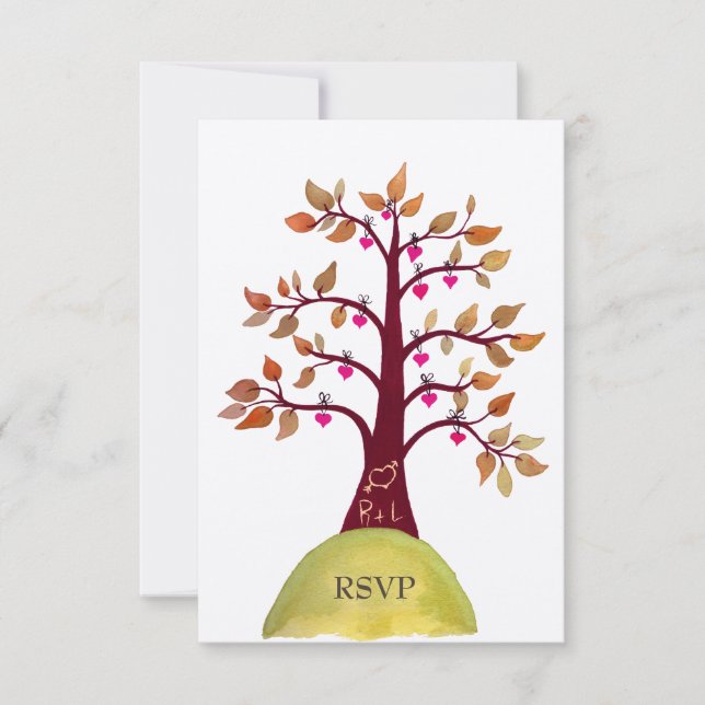 RSVP Tarjetas de boda de casamiento de árbol del c (Anverso)