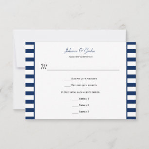 RSVP Tema Náutico Rayas Blancas y Azules Marinos