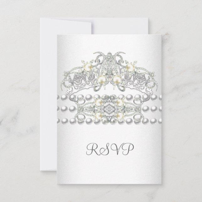 RSVP Tiara Silver Diamante de Perla Blanca (Anverso)