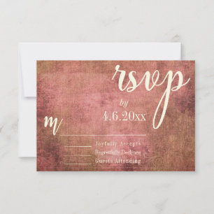 RSVP Tipografía Vintage Rosa Rústico y Arpillera