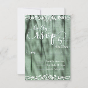 RSVP Verde Madera Rústica con Caligrafía Blanca
