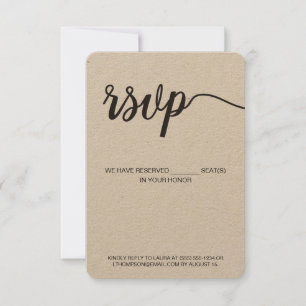 RSVP vertical sin correo Rústico de asiento reserv