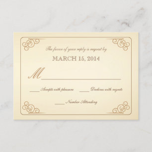 RSVP Vintage Desplaza la tarjeta de respuesta Boda
