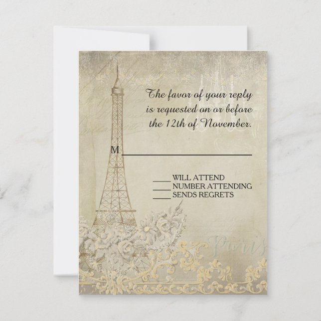 RSVP Vintage Paris Boda de estilo parisino (Reverso)