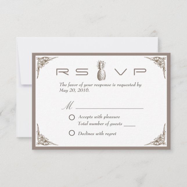 RSVP | Vintage Pineapple Elegant Wedding Response (Anverso)