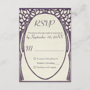 Rsvp violeta y de marfil del art déco del pavo