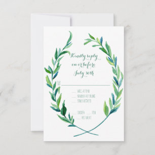 RSVP w Menú Laurel Wreath Olive Leaf Branch Modern