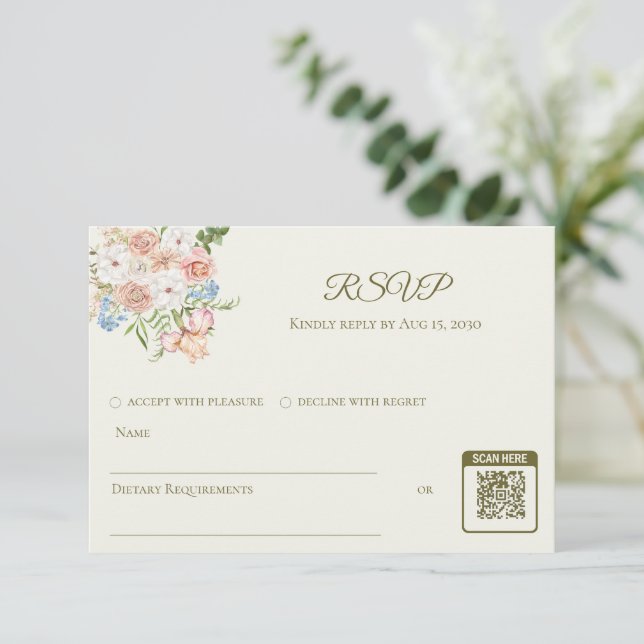 RSVP wedding card butter yellow garden floral (Anverso de pie)