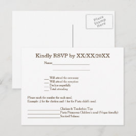 RSVP y postal de menú de novias y novias personali