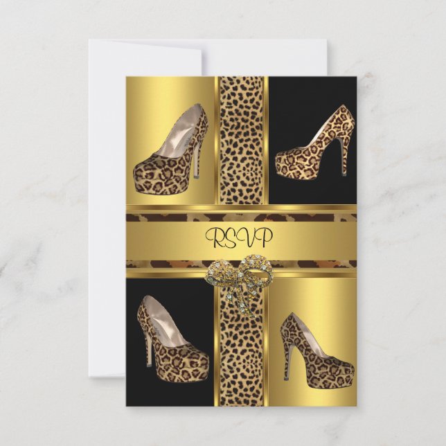RSVP Zapatos de tacón alto de leopardo dorado para (Anverso)