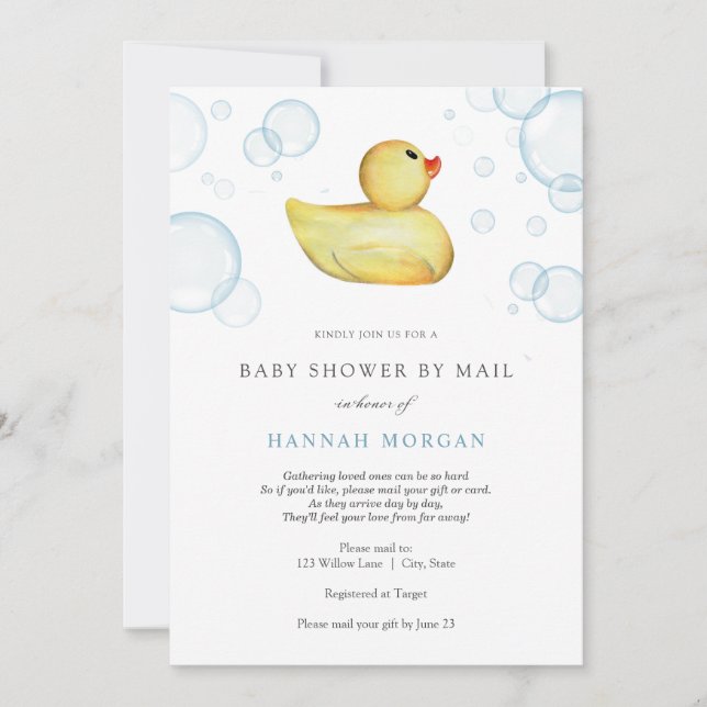 Rubber Duck Baby Shower por invitación de correo (Anverso)