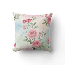 Rubefacción de rosas rosas con almohada de diseño 
