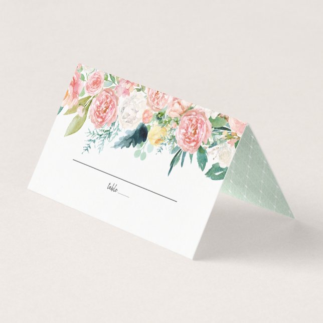 Rubefacción Tarjeta de lugar de Boda floral de ver (Anverso)