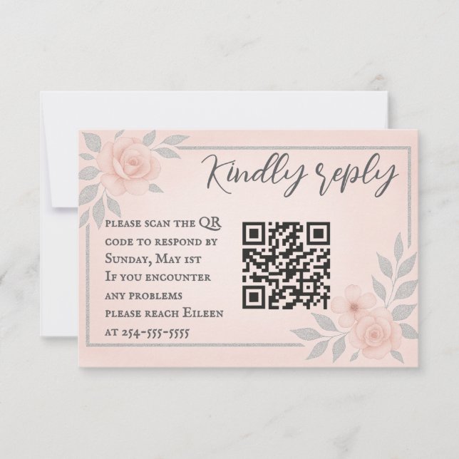 Rubefacción Vows Código QR Boda Tarjeta RSVP (Anverso)