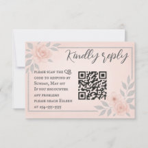 Rubefacción Vows Código QR Boda Tarjeta RSVP