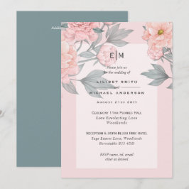 Rubi Melocotón PEONIAS Salvia Invitación de Boda R
