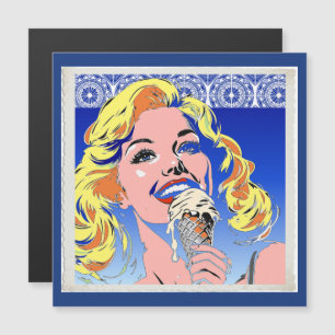 Rubia Comiendo Helado Estilo Pop Art Colorido de l