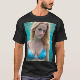 Rubia en una camiseta submarina de Bikini