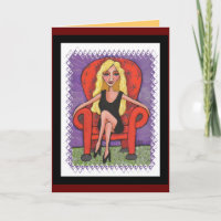 Rubio descarado y una silla roja - tarjeta de