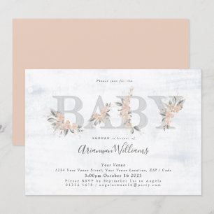 Rubor bouquet rosa ducha de bebé Invitación