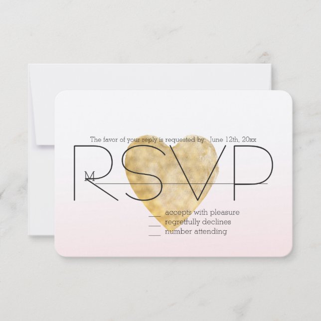 Rubor de Corazón Dorado Ombré RSVP (Anverso)