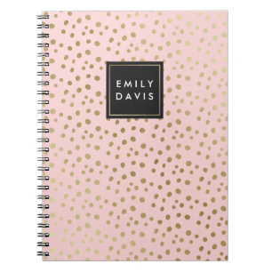 Rubor de puntos rosados y dorados   Cuaderno