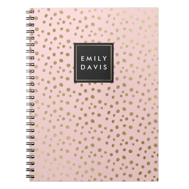 Rubor de puntos rosados y dorados | Cuaderno (Frente)