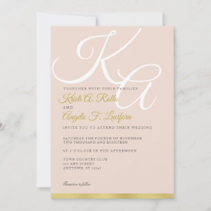 Rubor e invitación de la boda del monograma del