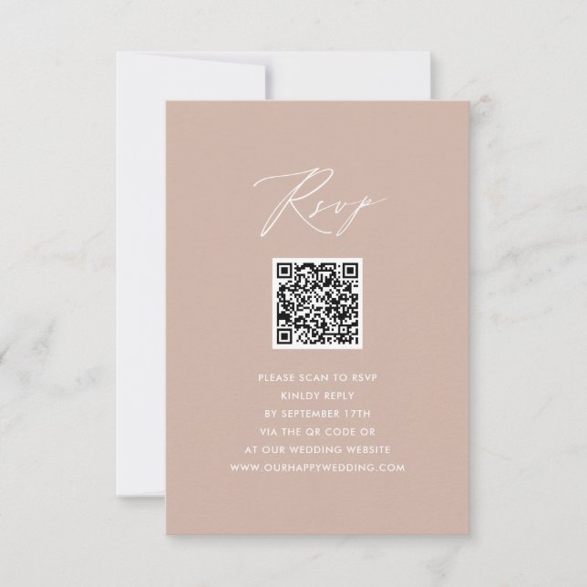 Rubor Elegant Script Simple QR Wedding RSVP (Anverso)