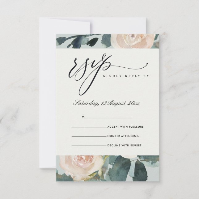 RUBOR EUCALYPTUS ROSA KRAFT GRY WEDDING RSVP (Anverso)