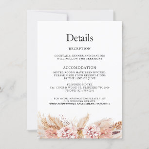 Rubor Floral Boho Pampas Boda Tarjeta de detalles