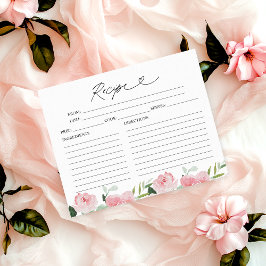 Rubor Floral Bridal Shower Recipe Tarjetas de Rece